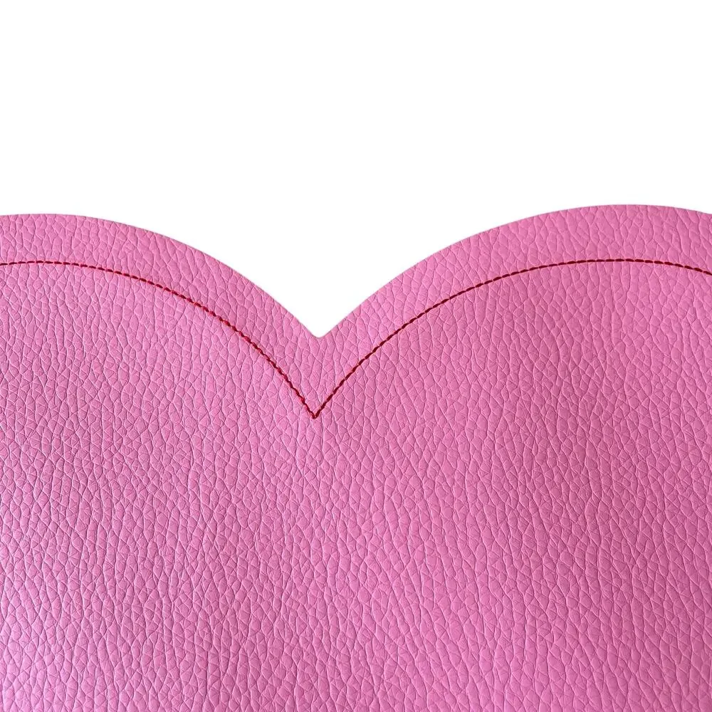 2pc Threshold Valentine Pink Faux Leather Heart Shaped Placemat Charger LOVE New